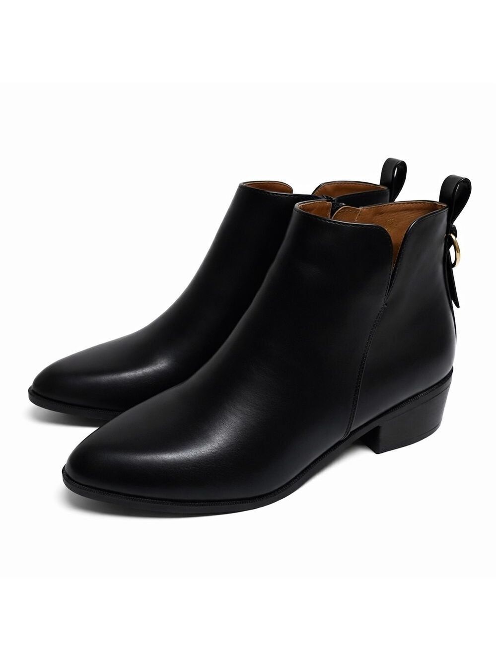 PiePieBuy Black Pointed Toe Ankle Boots Size 9 Side Zip Low Heel Booties - New